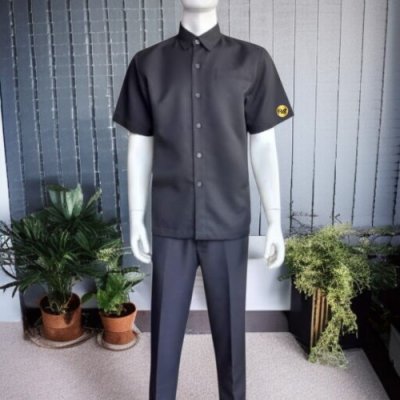 เสื้อซาฟารี แขนสั้น สีดำ