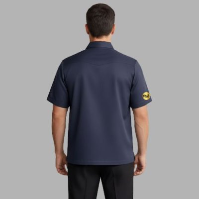 เสื้อซาฟารี แขนสั้น สีกรม