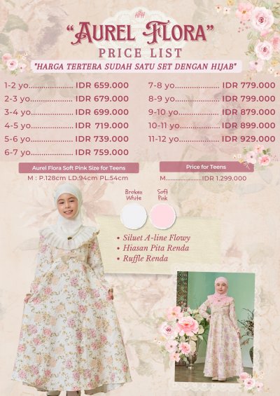 Aurel Flora For Teens Size M  (Soft Pink)