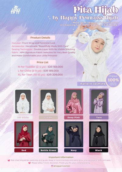 Hijab Jasmine Pita dan Bunga Kecil Size L