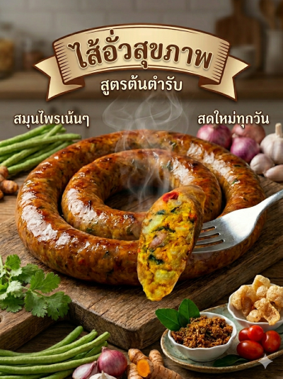 ภูไรซ์ ไส้อั่ว สุขภาพ ไม่มีน้ำตาล รสดั่งเดิม จ.น่าน (เครื่องเทศเน่นๆ แพ็คสูญญากาศ ระบบฆ่าเชื้อในอาหาร อาหารของกินเหนือ)