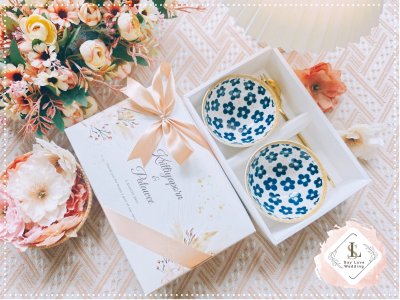 ของรับไหว้ ชุดชามญี่ปุ่นคู่พร้อมช้อนส้อมทอง