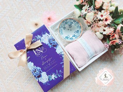 ของรับไหว้ ชามญี่ปุ่นพร้อมผ้า Cotton เช็ดผม