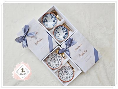 ของรับไหว้ ชุดชามญี่ปุ่นคู่พร้อมช้อนส้อมทอง