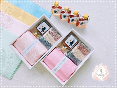 ชุดรับไหว้ ผ้าแพร น้ำผึ้ง ข้าว 3 กษัตริย์