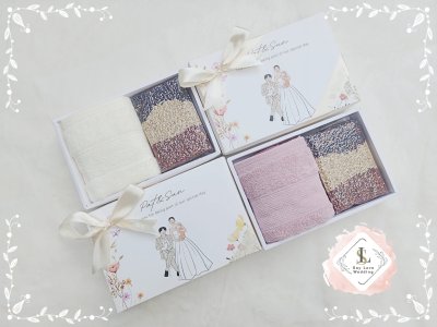 ของรับไหว้ผู้ใหญ่ ผ้าเช็ดผมคลุมไหล่ Cotton คู่ข้าว 3 กษัตริย์