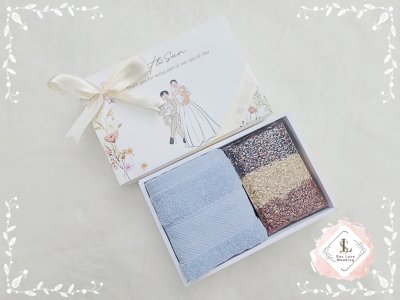 ของรับไหว้ผู้ใหญ่ ผ้าเช็ดผมคลุมไหล่ Cotton คู่ข้าว 3 กษัตริย์