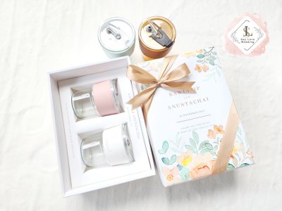 ของรับไหว้งานแต่ง แก้วกาแฟหนังจับคู่ 2 ใบ ของรับไหว้พรีเมี่ยม