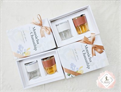 ของรับไหว้งานแต่ง แก้วกาแฟหนังจับคู่ 2 ใบ ของรับไหว้พรีเมี่ยม