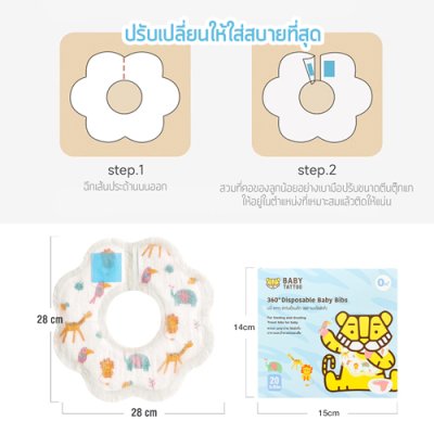 ผ้ากันเปื้อนเด็ก 360 องศา (1 กล่อง 20 ชิ้น)