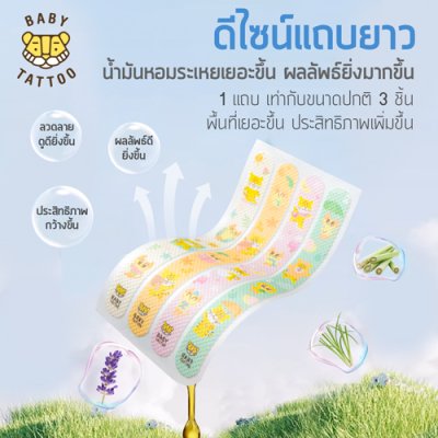 สติกเกอร์กันยุงเเถบยาว สารสกัดจากธรรมชาติ  (1 ซอง 8 ชิ้น)