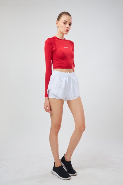 กางเกงวิ่ง ขาสั้นมีซับใน สีขาว Fixme รุ่น Snow