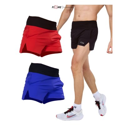 Aero กางเกงวิ่งขาสั้น ผู้ชาย 3.5นิ้ว  (มีกระเป๋ารอบเอว) กางเกงวิ่ง ไม่มีซับใน