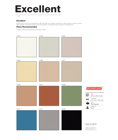 กระเบื้องยางแบบแผ่นสีพื้น Starflex รุ่น Excellent