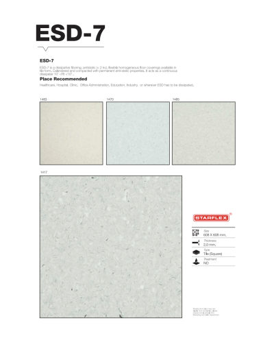 กระเบื้องยางกันไฟฟ้าสถิตย์ Anti static Starflex ESD-7