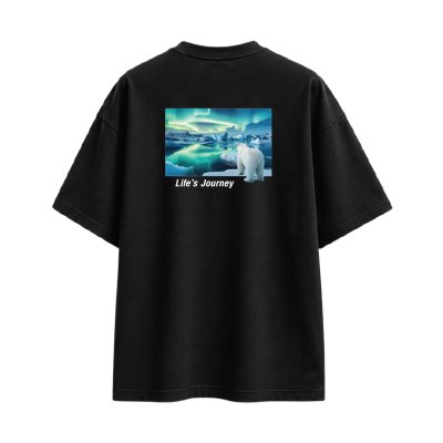 เสื้อยืด Aurora ทรง Oversize สวมใส่สบาย สีดำ (Cotton 100%)