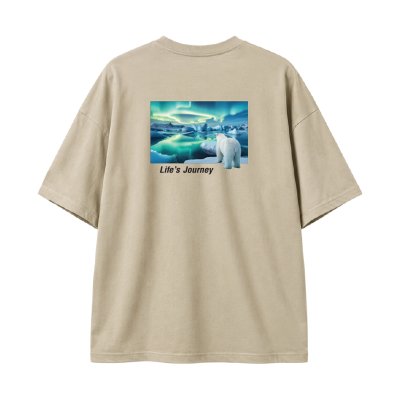 เสื้อยืด Aurora ทรง Oversize สวมใส่สบาย สีเบจ (Cotton 100%)