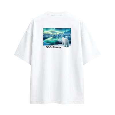 เสื้อยืด Aurora ทรง Oversize สวมใส่สบาย สีขาว (Cotton 100%)