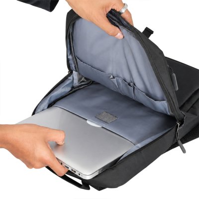 กระเป๋าเป้สะพายหลัง Laptop Backpack มีช่องเสียบสาย USB ความจุ 17 ลิตร (สีดำ) รุ่น BK-903BK