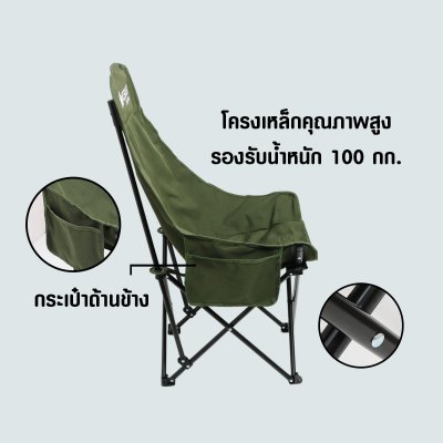 เก้าอี้แคมป์ปิ้ง Camping Chair พับได้ (ทรงสูง) รุ่น TU-606