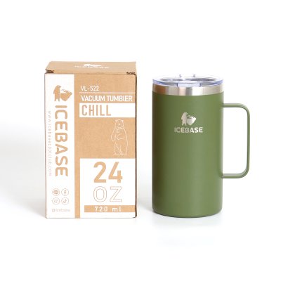 แก้วเบียร์ เก็บความเย็น ขนาด 24 Oz. ความจุ 720ML. ( สีเขียว ) รุ่น CHILL