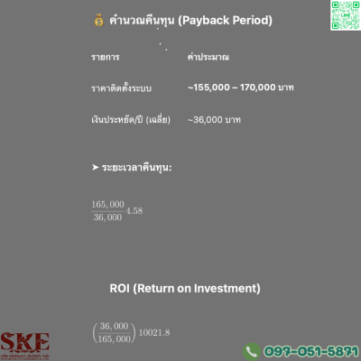 ชุดติดตั้ง 5 KW สำหรับ 1 เฟส