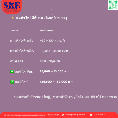 ราคาพร้อมติดตั้งโซล่าเซลล์ 20 kW ระบบ 3 เฟส | Huawei + Jinko | SKE Solar (สอบถามก่อนสั่งซื้อ)