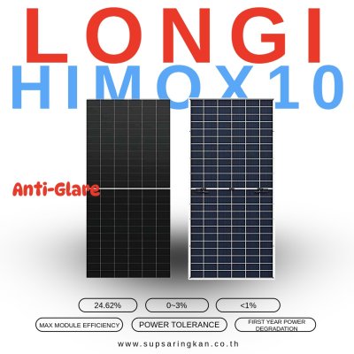 แผงโซล่าเซลล์ Longi (รุ่น LR8-66HVD 650M) กระจก 2 ชั้น (Dual-Glass) 650W