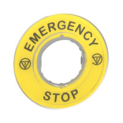 SCHNEIDER Harmony Legend Plate Ø60mm "EMERGENCY STOP" Model ZBY9320