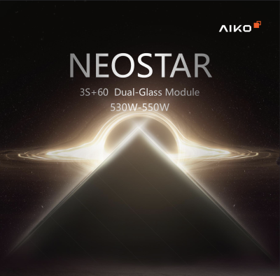 แผงโซล่าเซลล์ 550W Aiko Neostar 3S+ 60 ชนิด N-Type ABC Dual Glass (AIKO-A-MCE60Db)