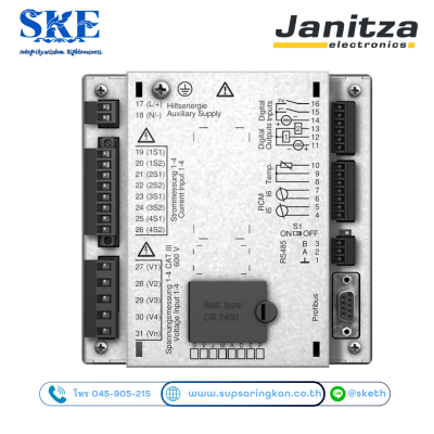 Janitza UMG 509-PRO เครื่องวิเคราะห์พลังงานและคุณภาพไฟฟ้าอเนกประสงค์ แสดงรายละเอียดอุปกรณ์และไดอะแกรมการติดตั้งโดยทีมงาน SKE