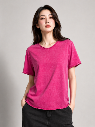 Raspberry (สีชมพูเข้มฟอกเอซิด) ผลิตจากผ้าฝ้าย 100% ให้ความรู้สึกนุ่มฟู เบาสบาย