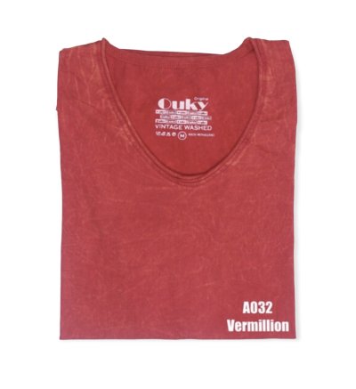 Vermillion (สีแดงสดฟอกเอซิด) ผลิตจากผ้าฝ้าย 100% ให้ความรู้สึกนุ่มฟู เบาสบาย