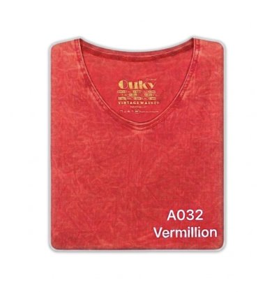 Vermillion (สีแดงสดฟอกเอซิด) ผลิตจากผ้าฝ้าย 100% ให้ความรู้สึกนุ่มฟู เบาสบาย