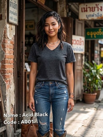 Acid Black (สีดำฟอกเอซิด) ผลิตจากผ้าฝ้าย 100% ให้ความรู้สึกนุ่มฟู เบาสบาย