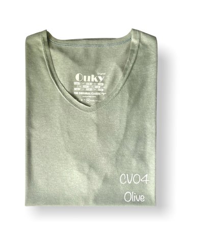 Olive (สีเขียวมะกอก) เสื้อยืดคอวีเปลือย ดีไซส์สวย เนื้อผ้าบางเบา เนื้อผ้านุ่มสวมใส่สบาย ระบายอากาศดี ไม่ร้อนอบอ้าว ไซส์มาตรฐานไม่จกตา