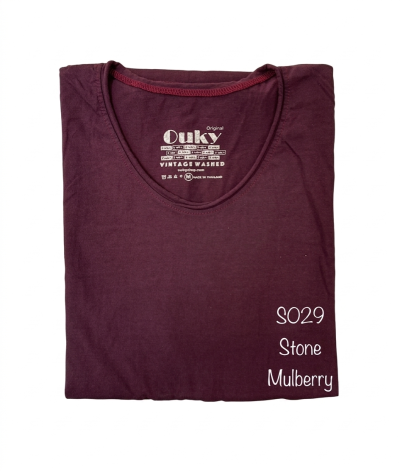 Stone Mulberry (สีม่วงแดงฟอกสโตน) ผลิตจากผ้าฝ้าย 100% ให้ความรู้สึกนุ่มฟู เบาสบาย