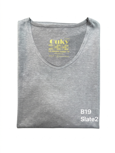 Slate2 (สีเทา) เสื้อยืดคอวีเปลือย ดีไซส์สวย เนื้อผ้าบางเบา เนื้อผ้านุ่มสวมใส่สบาย ระบายอากาศดี ไม่ร้อนอบอ้าว ไซส์มาตรฐานไม่จกตา