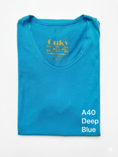 Deep Blue (สีฟ้าสดใส) เสื้อยืดคอวีเปลือย ดีไซส์สวย เนื้อผ้าบางเบา เนื้อผ้านุ่มสวมใส่สบาย ระบายอากาศดี ไม่ร้อนอบอ้าว ไซส์มาตรฐานไม่จกตา