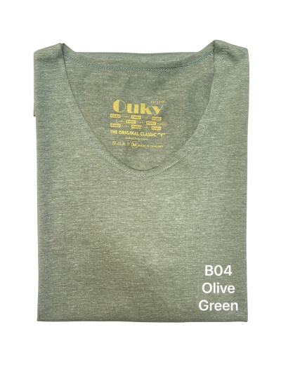 Olive Green (สีเขียวมะกอก) เสื้อยืดคอวีเปลือย ดีไซส์สวย เนื้อผ้าบางเบา เนื้อผ้านุ่มสวมใส่สบาย ระบายอากาศดี ไม่ร้อนอบอ้าว ไซส์มาตรฐานไม่จกตา