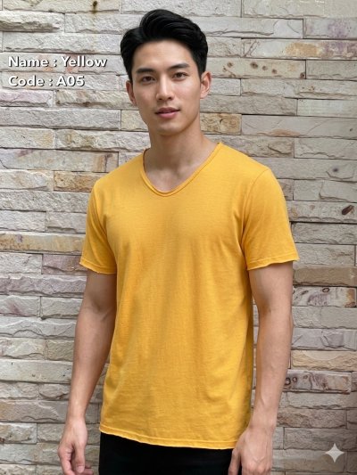 Deep Blue (สีฟ้าสดใส) เสื้อยืดคอวีเปลือย ดีไซส์สวย เนื้อผ้าบางเบา เนื้อผ้านุ่มสวมใส่สบาย ระบายอากาศดี ไม่ร้อนอบอ้าว ไซส์มาตรฐานไม่จกตา(copy)