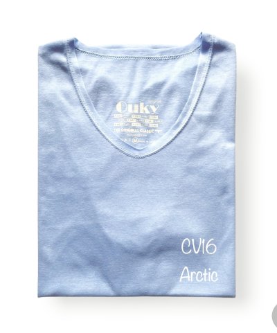 Arctic (สีฟ้าอ่อน) เสื้อยืดคอวีเปลือย ดีไซส์สวย เนื้อผ้าบางเบา เนื้อผ้านุ่มสวมใส่สบาย ระบายอากาศดี ไม่ร้อนอบอ้าว ไซส์มาตรฐานไม่จกตา