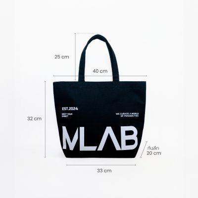 [MLAB] TOTE BAG CANVAS กระเป๋าผ้าแคนวาส กระเป๋าสะพายไหล่ พิมพ์ลาย MLAB