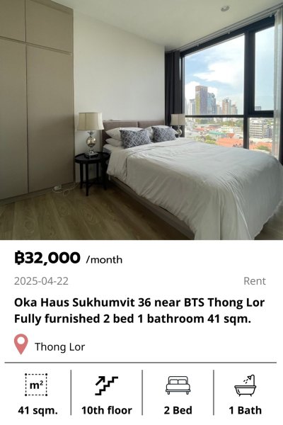 Oka Haus Sukhumvit 36 near BTS Thong Lor 41 sqm.