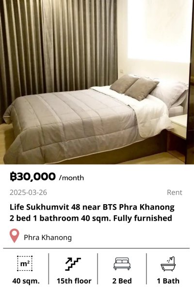 Life Sukhumvit 48 near BTS Phra Khanong 40 sqm.