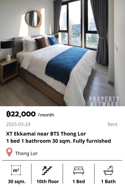 XT Ekkamai near BTS Thong Lor 30 sqm. for rent