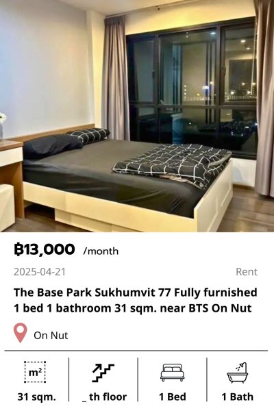 The Base Park Sukhumvit 77 near BTS On Nut 31 sqm.