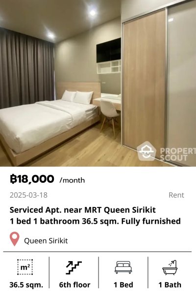 Serviced Apt. near MRT Queen Sirikit 36.5 sqm.