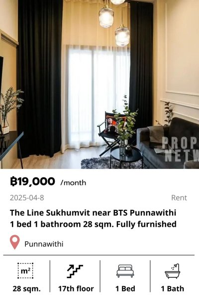 The Line Sukhumvit 101 near BTS Punnawithi 28 sqm.