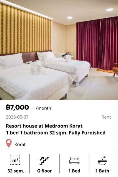 Resort house at Medroom Korat 32 sqm.